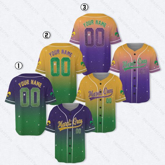 Discover Personalized Glitter Mardi Gras Baseball Jersey, Custom Name And Number Baseball Jersey