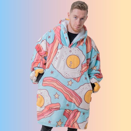 Discover Eggs and Bacon Hoodie Blanket Oversized Thick Sherpa Hoodie Snugclub