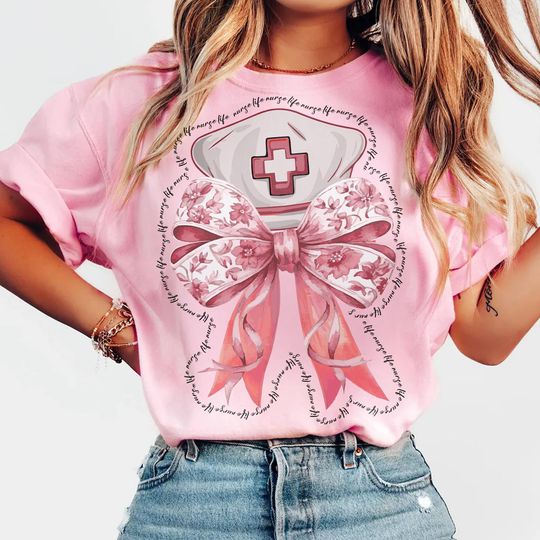 Discover Pink Coquette Nurse Valentine's Shirt