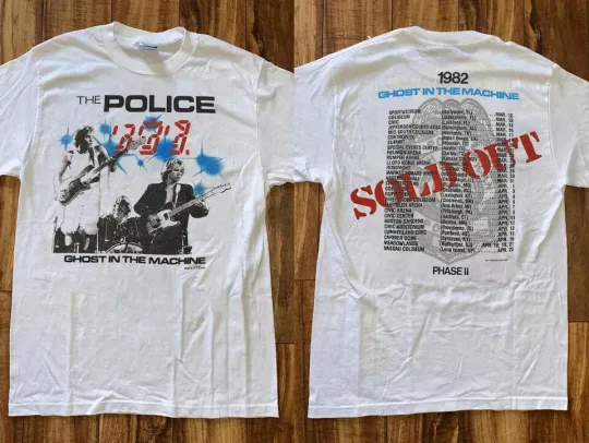 Discover The Police Ghost in the Machine Phrase II 1982 Concert Tour T-Shirt, The Police