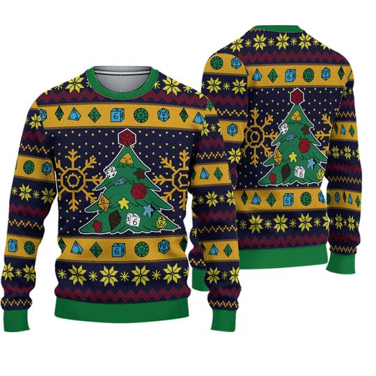 Discover Dungeons And Dragons Dice Ugly Sweater, Rpg Pop Culture Christmas Ugly Sweatshirts