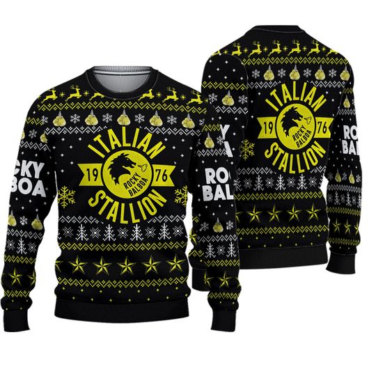 Discover ITASTA Balboa Rocky Ugly Christmas Sweater, Rocky Balboa Xmas Sweatshirt