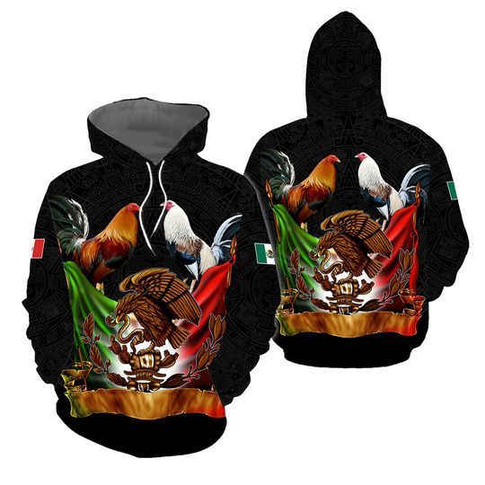 Discover Mexico Rooster Black 3D Hoodie, Mother Day Gift