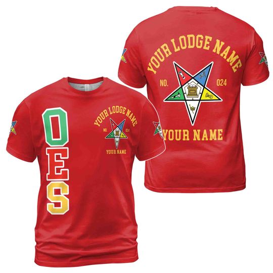 Discover Custom Name Order of the Eastern Star OES Pentagon  3D T Shirt