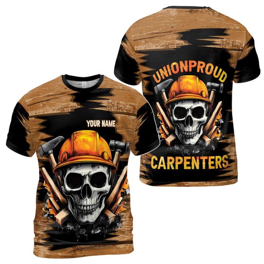Discover Custom Name Union Proud Skull Carpenters 3D T Shirt
