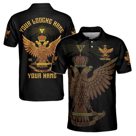 Discover Custom Rite of Scottish 33 Degree Eagle Wings Up Masonic Men's Polo Shirt