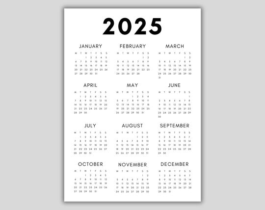 Discover 2025 Calendar | Single page | Full year calendar | Desk calendar