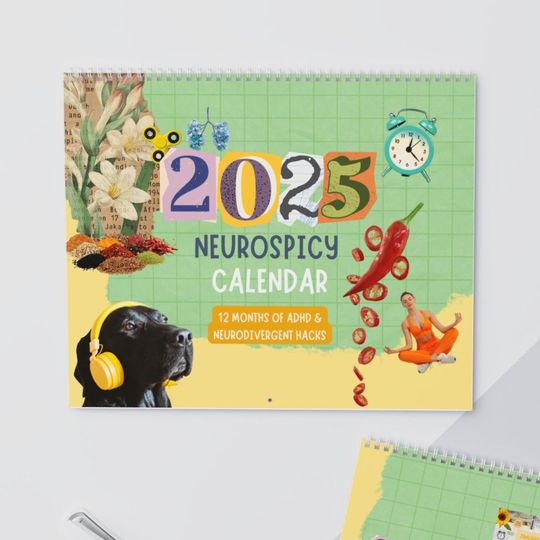 Discover Neurospicy 2025 Wall Calendar |Neurodivergent Planner ADHD Gift Idea Healthy Habits