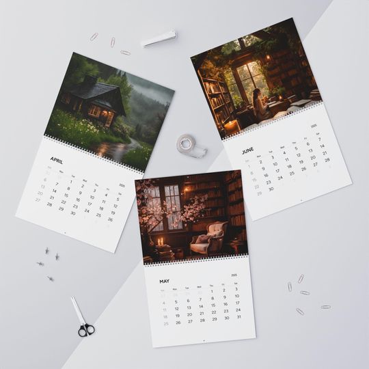 Discover Wall Calendars 2025 Dark Academia Cottagecore Home Scenes