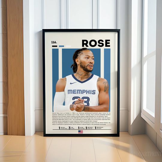 Discover Derrick Rose Poster, Basketball Digital Poster, Sports Poster