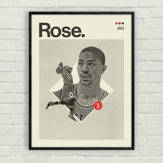 Discover Derrick Rose Poster | Minimalistic Mid-Century Art Print