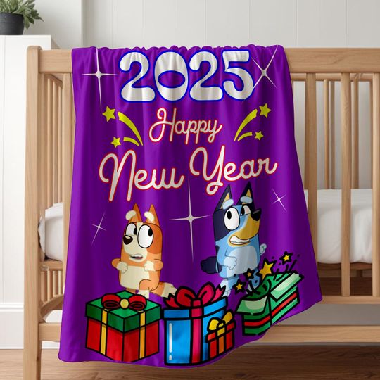 Discover BlueyDad Blanket,Happy New Year 2025 BlueyDad Blanket,BlueyDad Cartoon Flannel Blanke,Children Blanket Gift