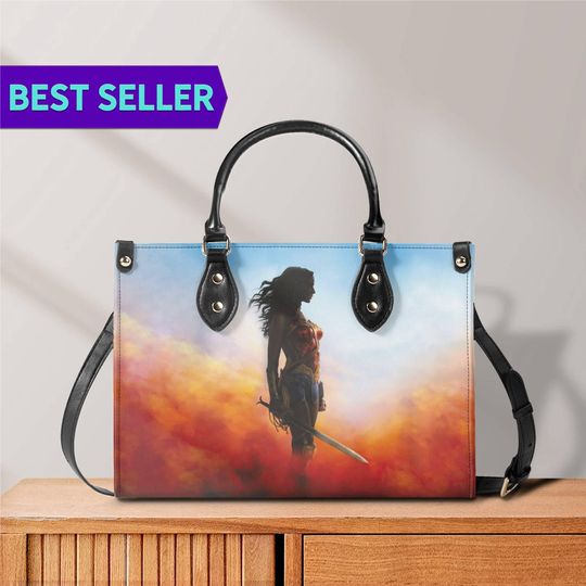Discover Wonder Woman Vegan Leather Handbag - Superhero Sunset Silhouette Bag