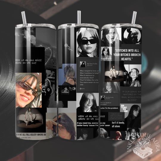 Discover Billie Tour Moment Collage Tumbler with lid and straw