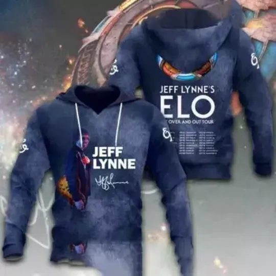 Discover Jeff Lynne Elo The Over And Out Tour Signature 3D Hoodie, Gift For Fans