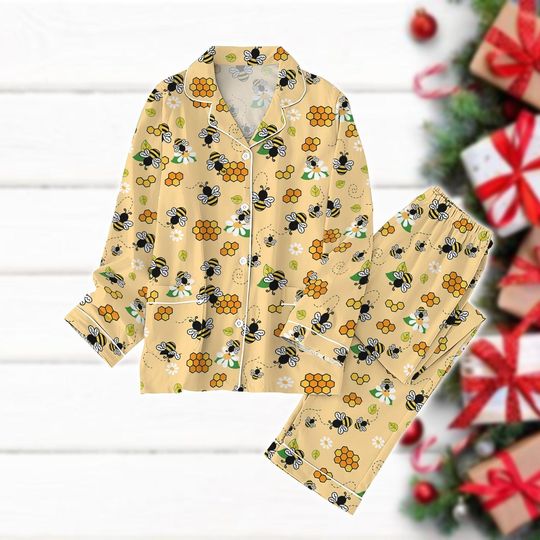 Discover Christmas Bee Holiday Pajama Set