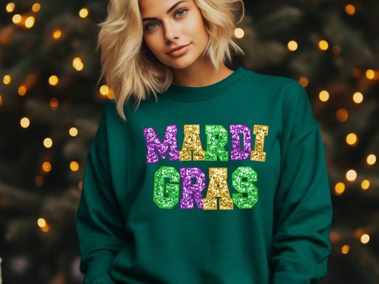 Discover Mardi Gras Faux Glitter Sweatshirt, Cute Mardi Gras Sweatshirt, Louisiana Parade Krewe