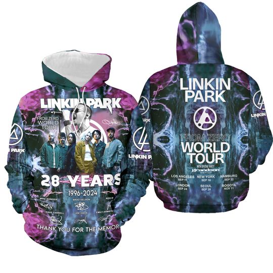 Discover Linkin Park 1996-2024 From Zero World Tour 3D Pullover Hoodie