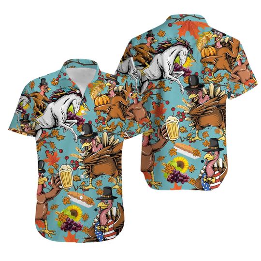 Discover Turkey Thanksgiving Funny Thanksgiving Hawaiian Shirt,