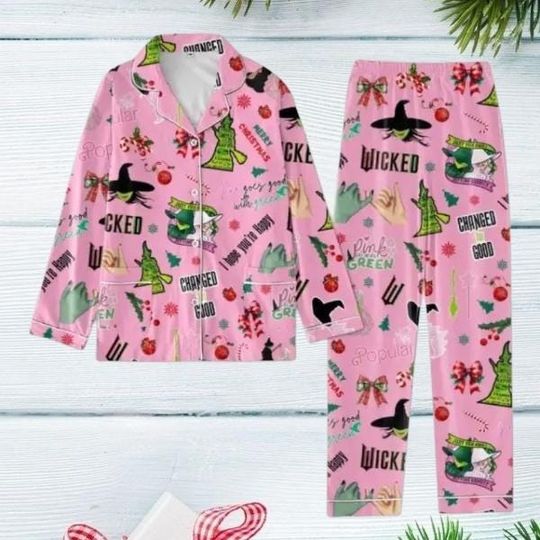 Discover Wicked Change For Good Pajamas, Witch Pink Green Holiday Pajamas Sets