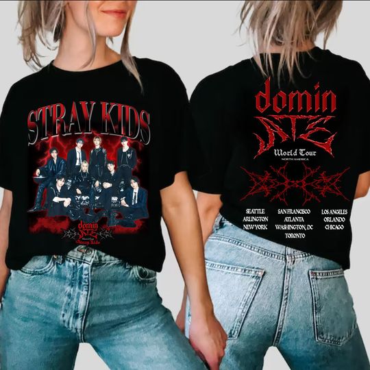 Discover Stray Kids dominATE World Tour US 2025 T-shirt, Stray kids Hop Shirt