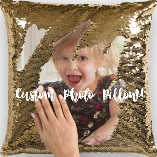 Discover Custom Photo Sequin Pillow Case - Personalized Flip Pillow Gift - Wedding, Anniversary, or Christmas Keepsake