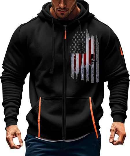 Discover Mens America Hoodies 1/4 Zip Up Pullover Tactical