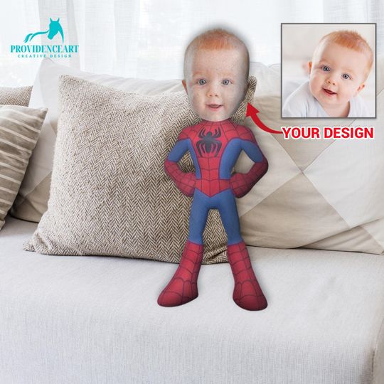 Discover Custom Hero Face Ugly Pillow for Boys, Spidey and Friends Pillow Gift Ideas for Kids