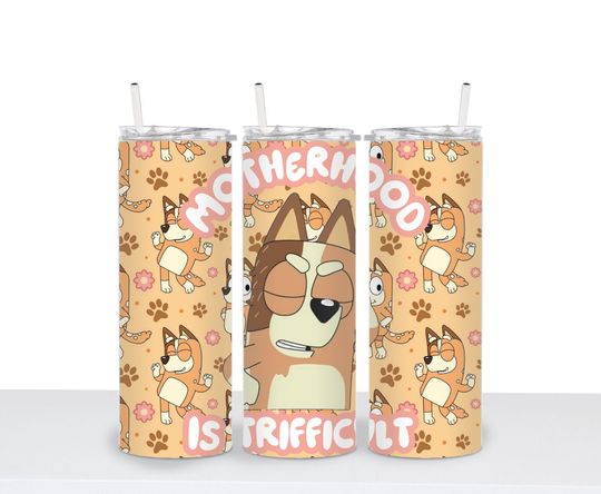 Discover Motherhood Is Trifficult Blueydad 20oz Tumbler with lid and straw