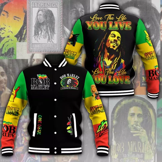 Discover Bob Marley Music Baseball Jacket For Fan