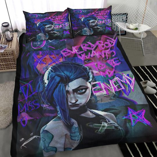 Discover Anime League of Legends Jinx Bedding Set, Game Anime Bedding Set J06C9