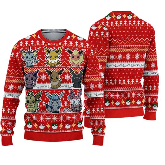 Discover Eevee Ugly Christmas Sweater Eevee Evolution Christmas Sweatshirt