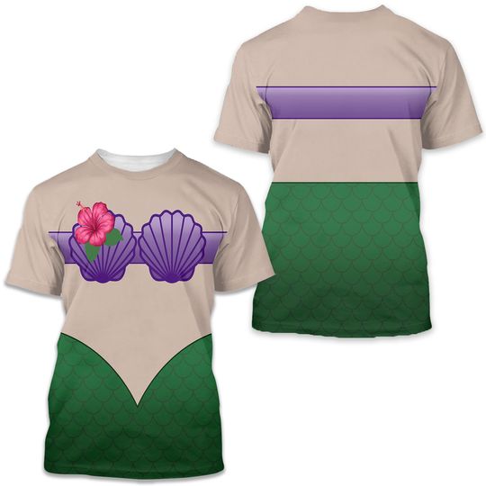 Discover Mermaid Shell Princess Running Costume T-shirt
