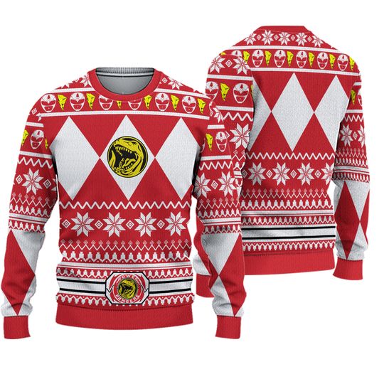 Discover Mighty Morphin Red Ranger Power Rangers Ugly Christmas Sweater