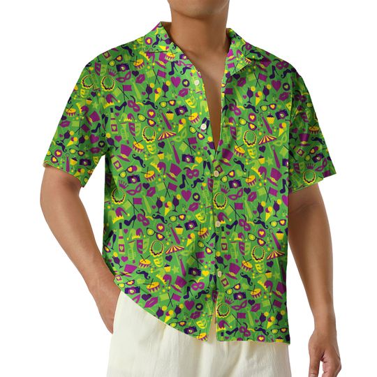 Discover Mardi Gras Hawaiian Shirt, Purple Green Gold NOLA Hawaii Shirt