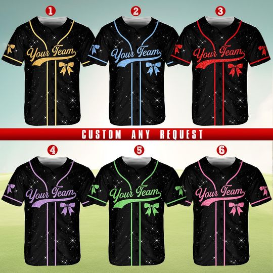 Discover Personalized Team Name Number Bow Ribbon Baseball Jersey