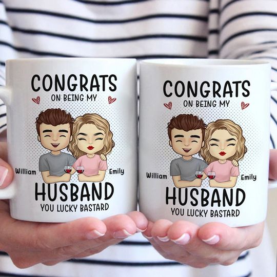 Discover Congrats On Being My Boyfriend - Couple Personalized Custom Mug - Gift For Husband Wife, Anniversary