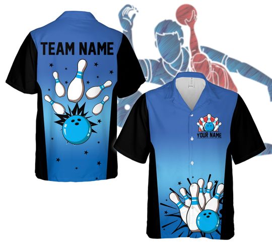 Discover Personalized Name Neon Bowling Hawaiian Shirt, Custom Bowling Button Up Shirt