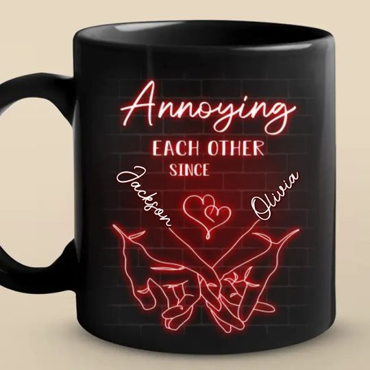 Discover Annoying Each Other Forever - Couple Personalized Custom Black Mug - Gift For Husband Wife, Anniversary