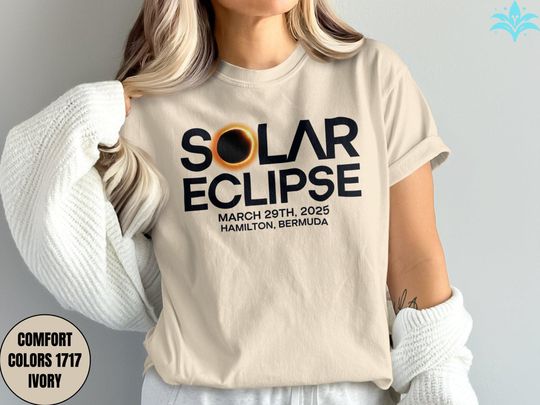 Discover Solar Eclipse 2025 T-Shirt March 29th Bermuda