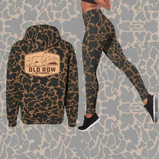 Discover Outdoors Deer Badge Camo Hoodie Leggings Set