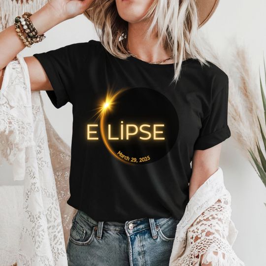 Discover Solar Eclipse T-Shirt - March 29, 2025 Design - Celestial Event Graphic Tee
