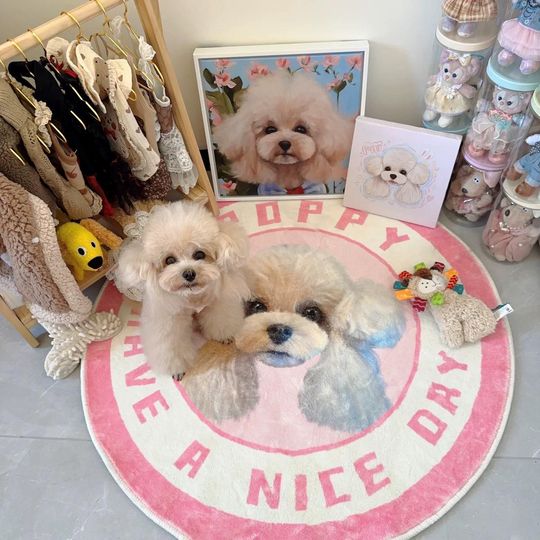 Discover Custom Pet Portrait Rug - Personalized Cartoon Pet Rug