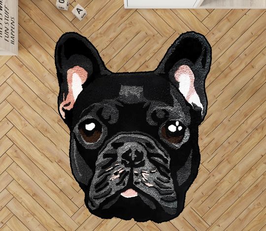 Discover black bulldog rug brown dog custom pet  rug