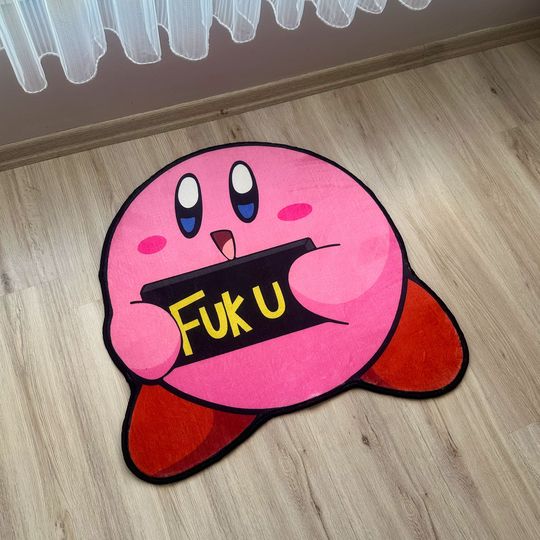 Discover Fuk U Cute Kirby Rug Mat, Gameboy Video Game Door Mat, Kawaii Girl Rug