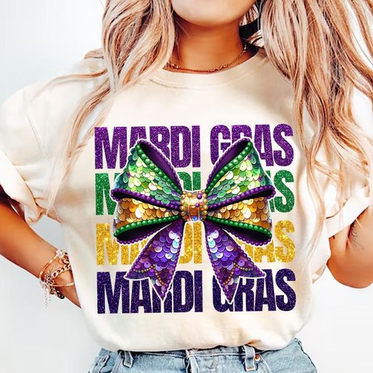 Discover Mardi Gras Bow Shirts, Coquette Bow Mardi Gras Shirts