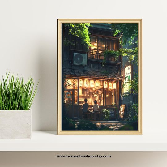 Discover Cafe Studio Printable Wall Art, Ghibli Film Inspired Warm Toned Art
