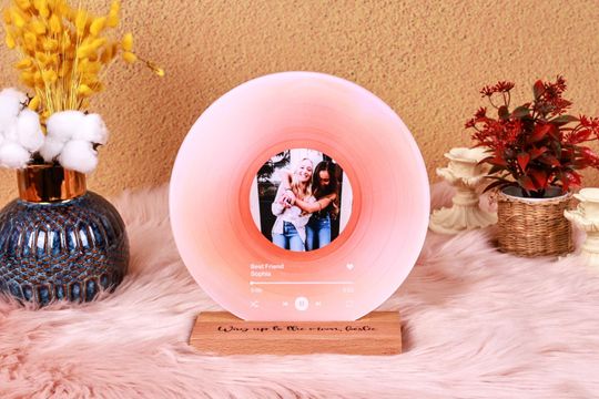 Discover Personalized Vinyl Record with Photo - Acrylic Song Plaque - Anniversary Gift for Friends