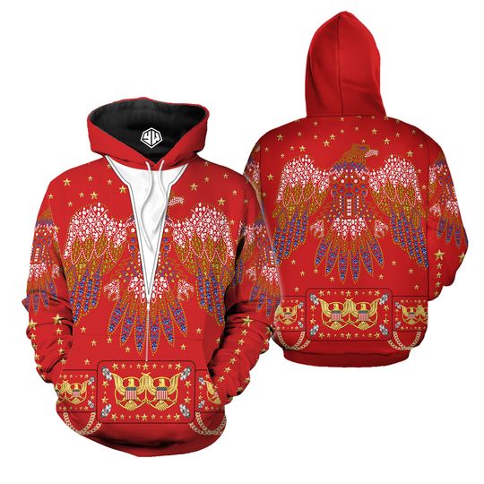 Discover Elvis Presley Eagle Red Costume Hoodie - Rock and Roll Apparel