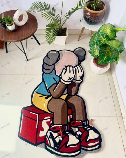 Discover Crying KAWS Rug for Home and Office, Anime rug, Carpet living room dcor, Anime tufted rug